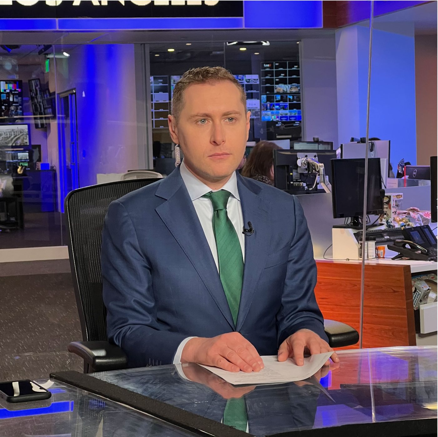 Josh Lederman at the anchor desk in Los Angeles